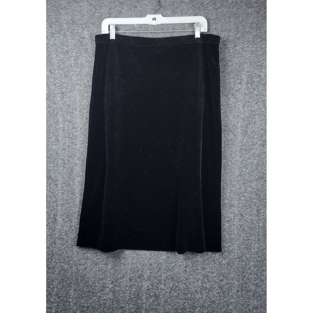 Act III Velvet Midi Skirt Women Size 12 Black Vintage Union Made USA Plush Goth